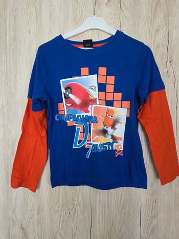 TEE-SHIRT MANCHE LONGUE DISNEY PLANES BLEU ROI/ORANGE TAILLE 6ANS