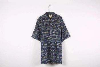 Superbe chemisette vintage 90-2000s en coton motif poissons (#240300)