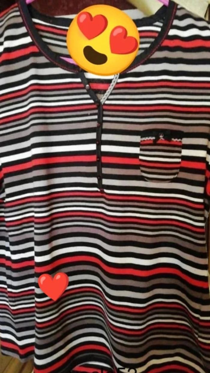 T-shirt à rayures gris rouge rétro taille L/40 - photo numéro 3