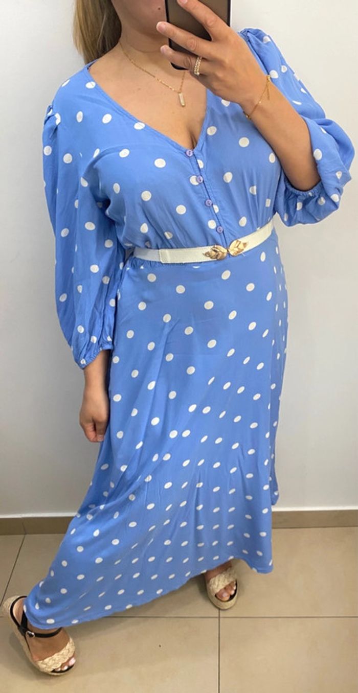 Robe Longue A Pois Taille L - photo numéro 6