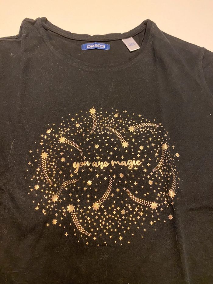 Tee shirt ML noir magic Neuf Okaïdi 12 ans - photo numéro 2