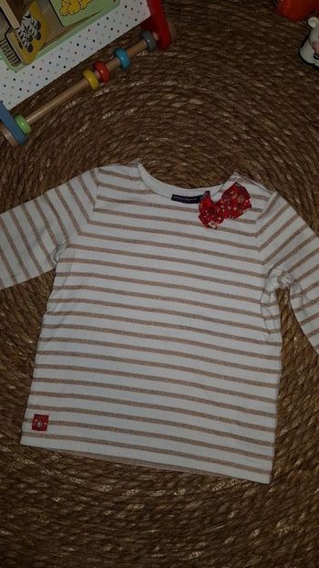Superbe pull à rayures dorées fille 24mois sergent major