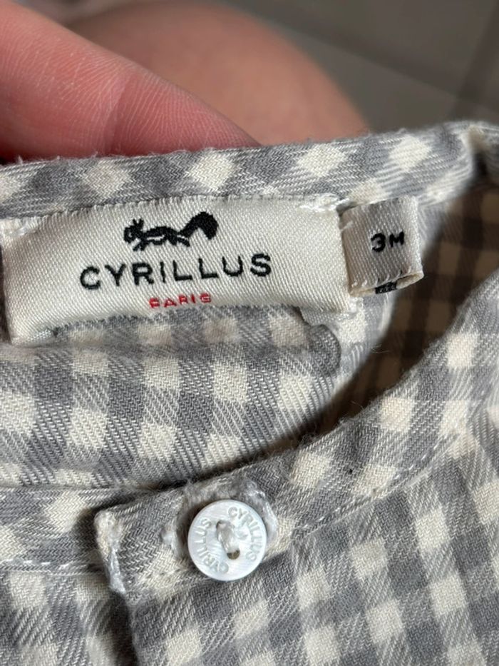 Chemise manches longues mixte grise vichy Cyrillus 3 mois - photo numéro 5