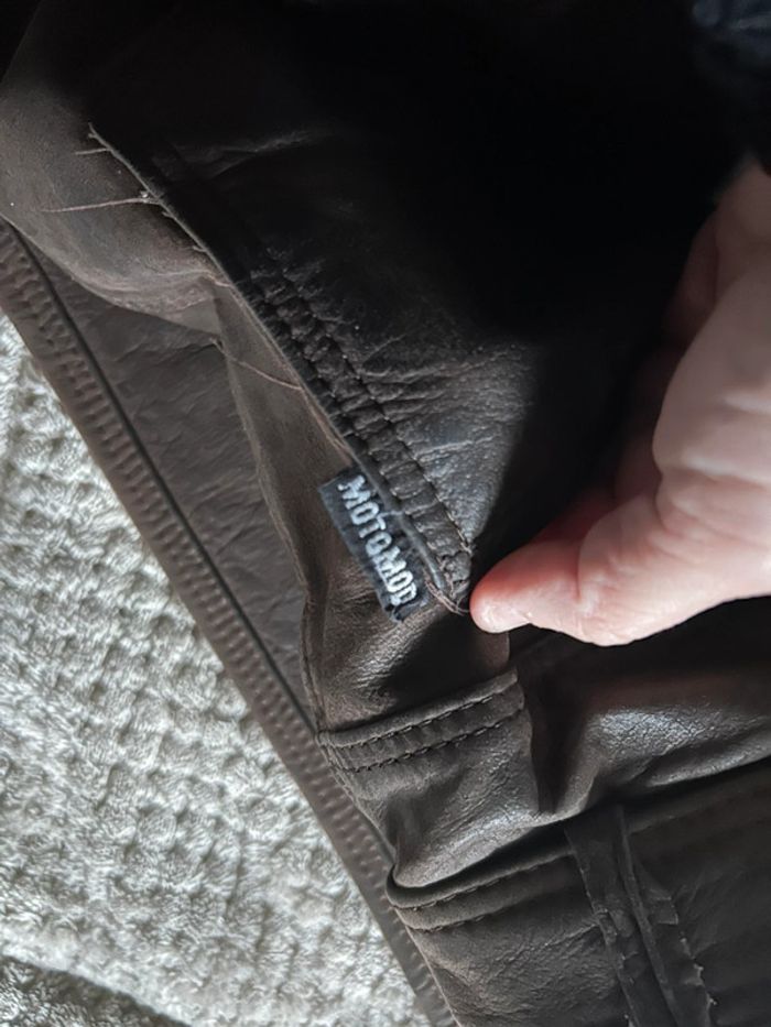 pantalon cuir marron moto - photo numéro 5