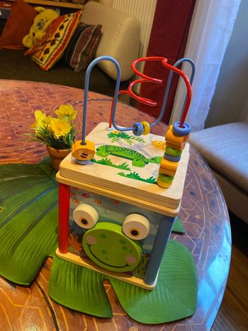 Jeux multi face, Cube en bois chiffres formes toucher couleurs agilité