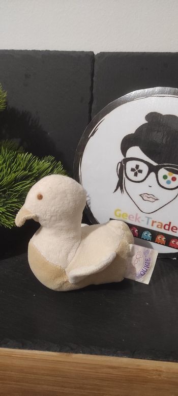 doudou peluche hochet grelot oie canard oiseau jaune beige noukie's ancien Marron