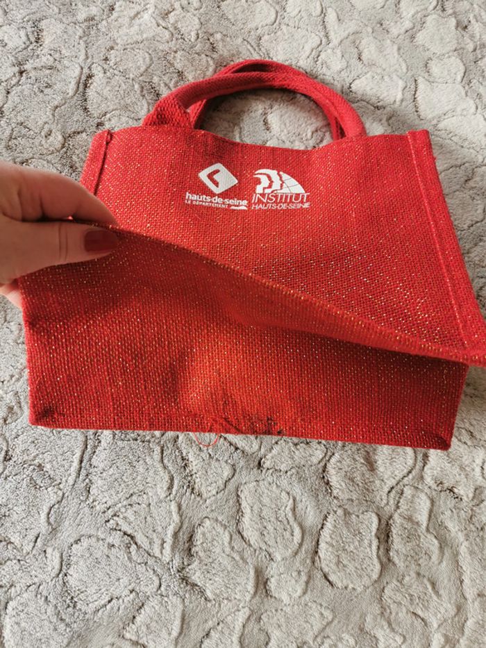Petit sac cabas rouge en toile de jute Westford Mill - photo numéro 7