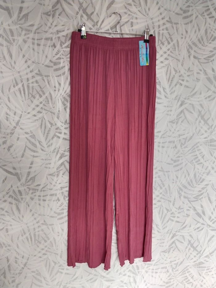 Superbe pantalon plissé fluide jambes larges femme taille 36 38 40 42 44 46 - photo numéro 2