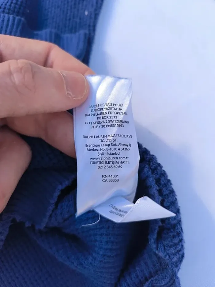 Pull bleu Ralph Lauren femme taille XL petit prix car découpé en bas - photo numéro 10