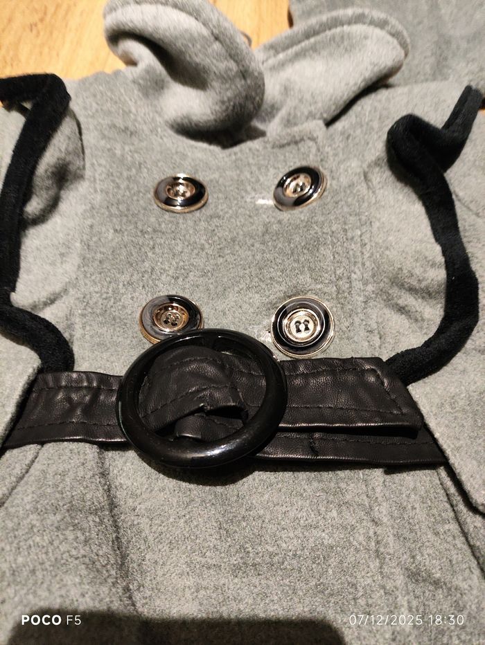 Petit manteau fille gris avec béret taile 6 mois - photo numéro 4