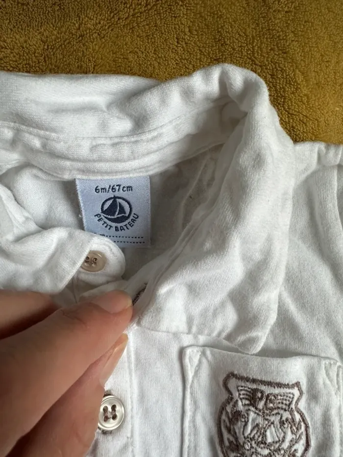 Haut manches longues petit bateau 6 mois col 3 boutons - photo numéro 3