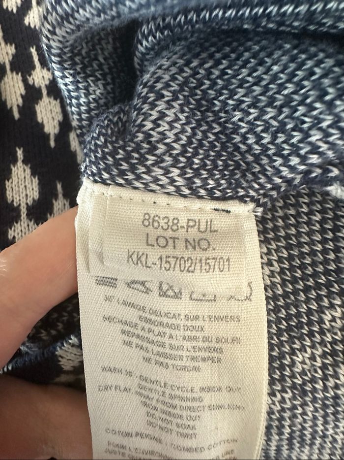 Pull en maille bariolée bleu marine et blanc Ekyog T34/36 S - photo numéro 7