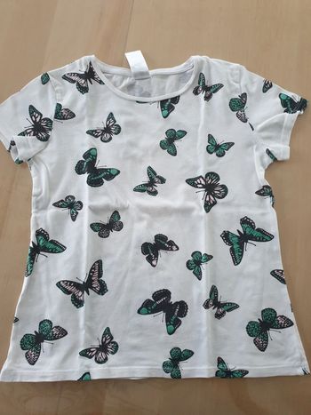 T-shirt fille 10 ans blanc papillons