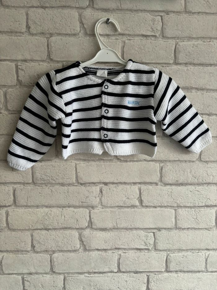 Gilet court style  marinière taille 12 mois
