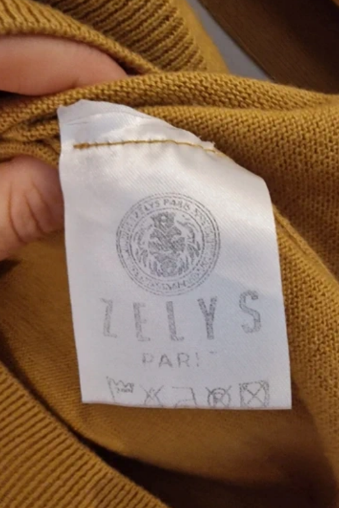 Pull Col Roulé Zelys Paris Moutarde Doré – Taille S – Coton/Viscose – Logo Lion – Excellent État - photo numéro 7