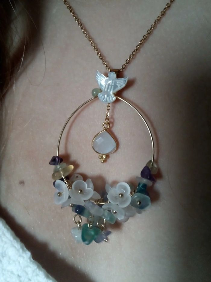 Collier long pierres de lune et d'aventurine - photo numéro 7