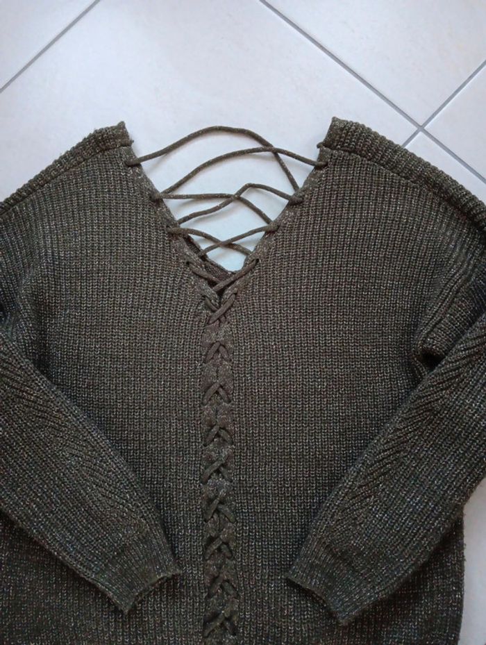 Pull kaki avec reflets dorés taille 2 Breal - photo numéro 2