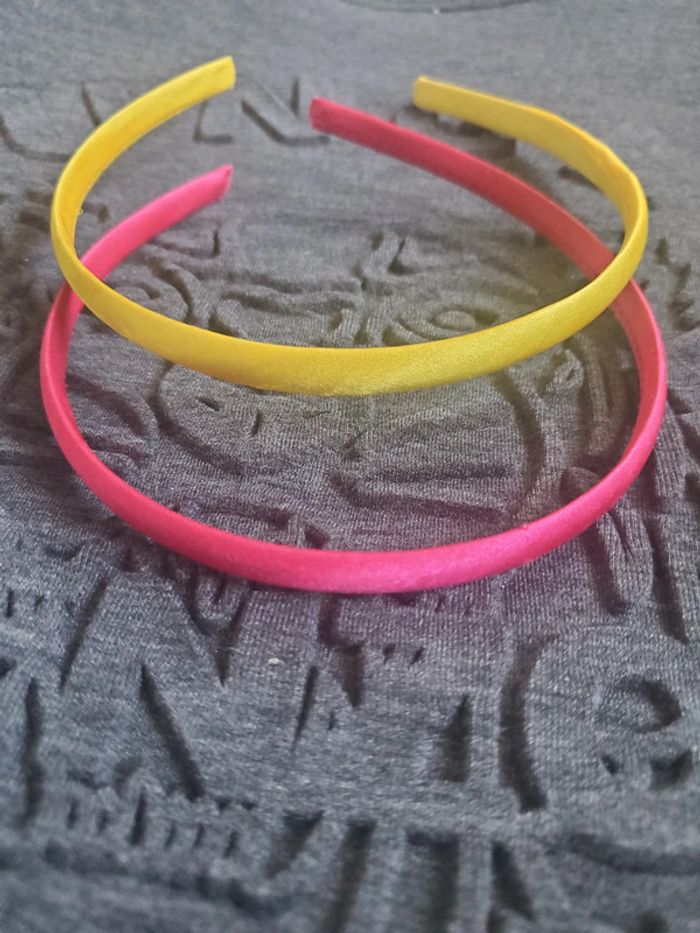 🌴 Lot de 2 serre tête jaune et rose - photo numéro 3