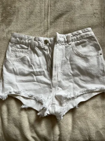 Short blanc en jean taille haute blanc