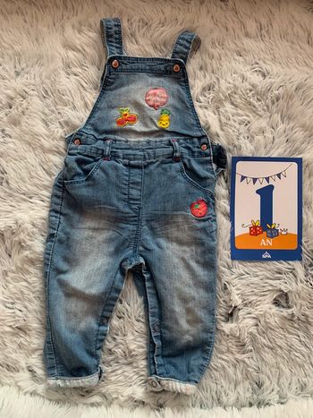 Salopette jeans fruitée 1 an