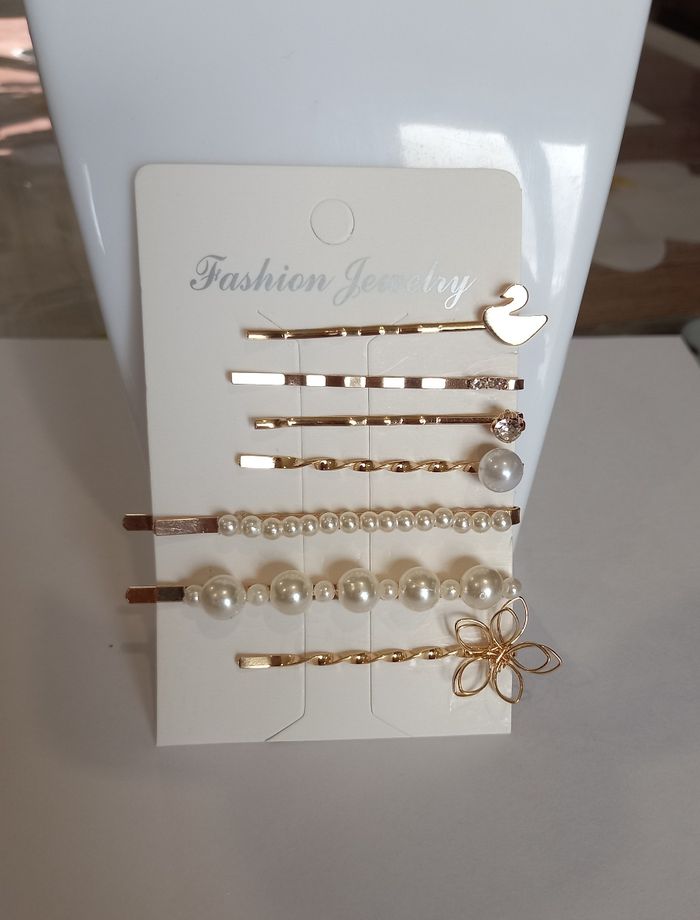 Lot de 7 barettes cheveux perles