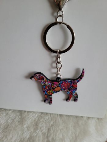 Porte clef chien multicolore