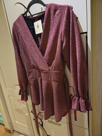 Blouse cache-cœur rose pailletée TU > 42/44 By Coco neuve