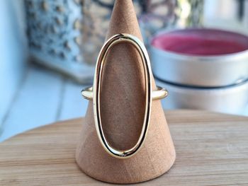 Bague ovale ouverte Doréé , avec un design simple et Minimaliste, Ajustable