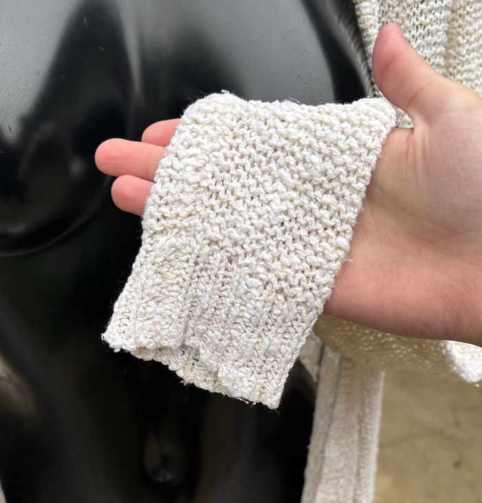 Gilet long à franges Jennyfer – blanc beige – T36 - photo numéro 4