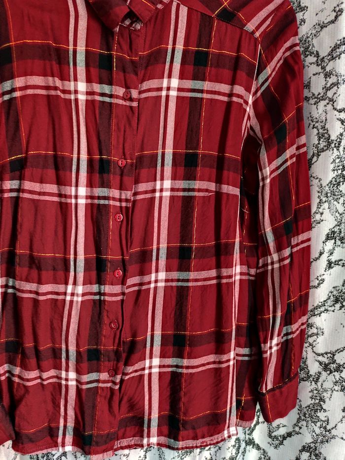 Chemise à motif tartan / carreaux rouge Taille M - photo numéro 5
