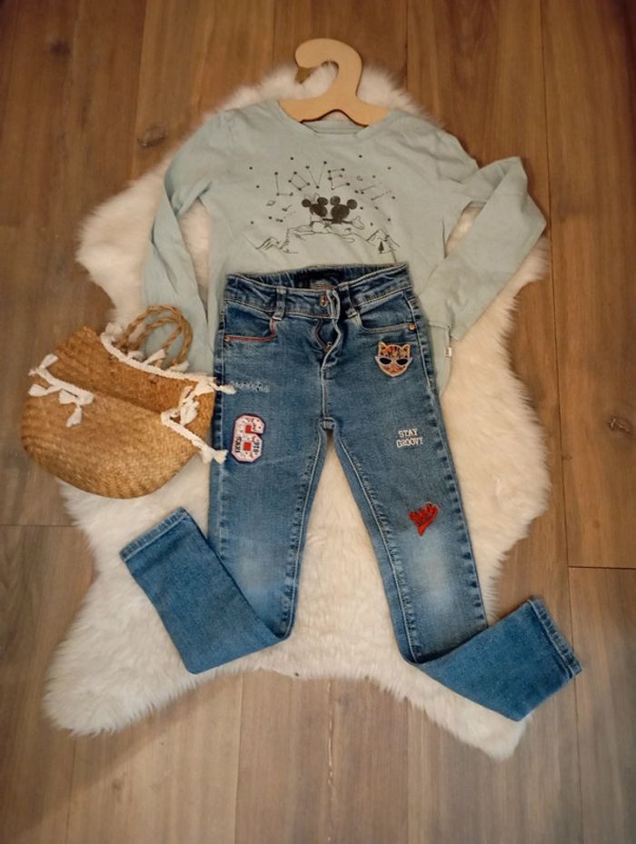 Ensemble fille jean ikks + t-shirt gap Disney 6 ans