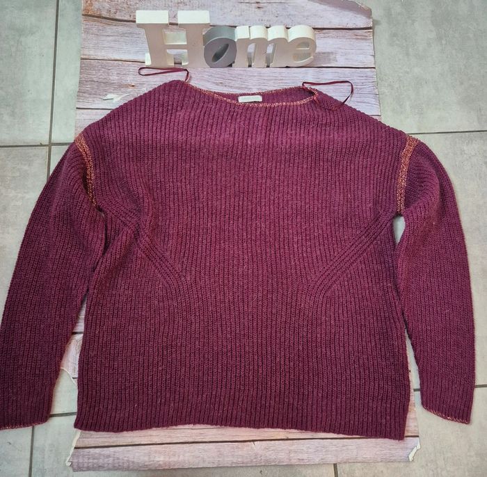 Pull bordeaux cache cache taille  L - photo numéro 3