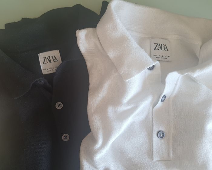 Lot de deux polos laine, Zara, blanc & noir, taille: L - photo numéro 4