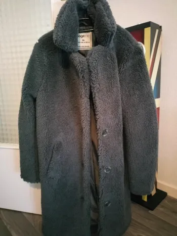 Manteau moumoute gris souris foncé