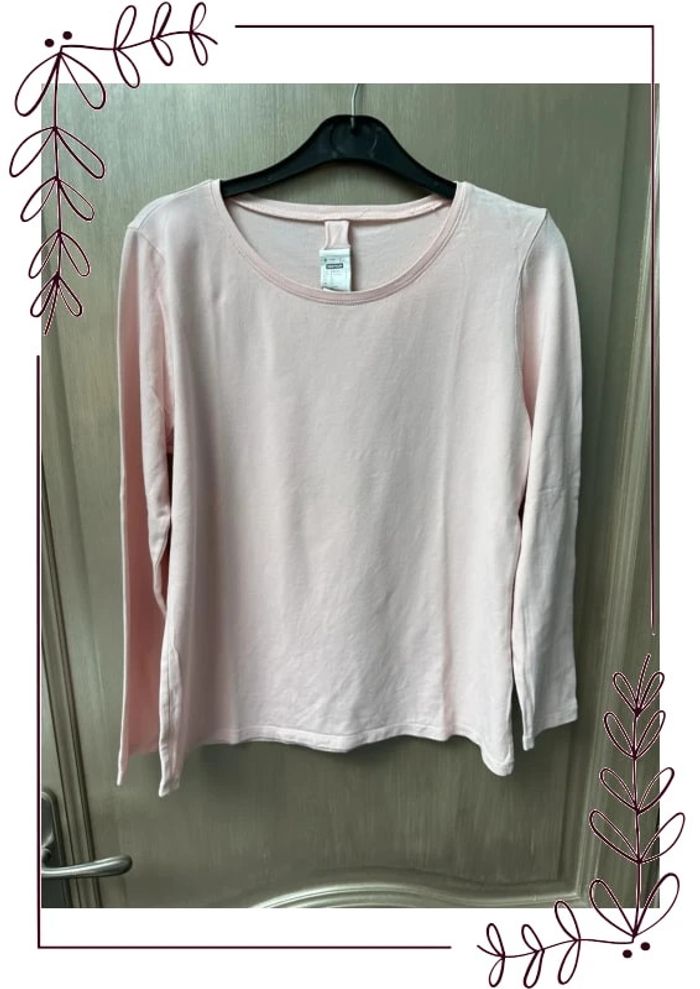 T-shirt manche longue décathlon taille L rose clair - photo numéro 2