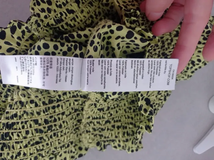 Magnifique haut court crop top à pois jaune vert et noir T.36 Topshop - photo numéro 5