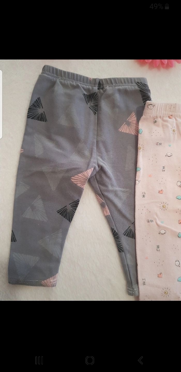 Lot de 2 leggings bébé taille 3 mois - photo numéro 3