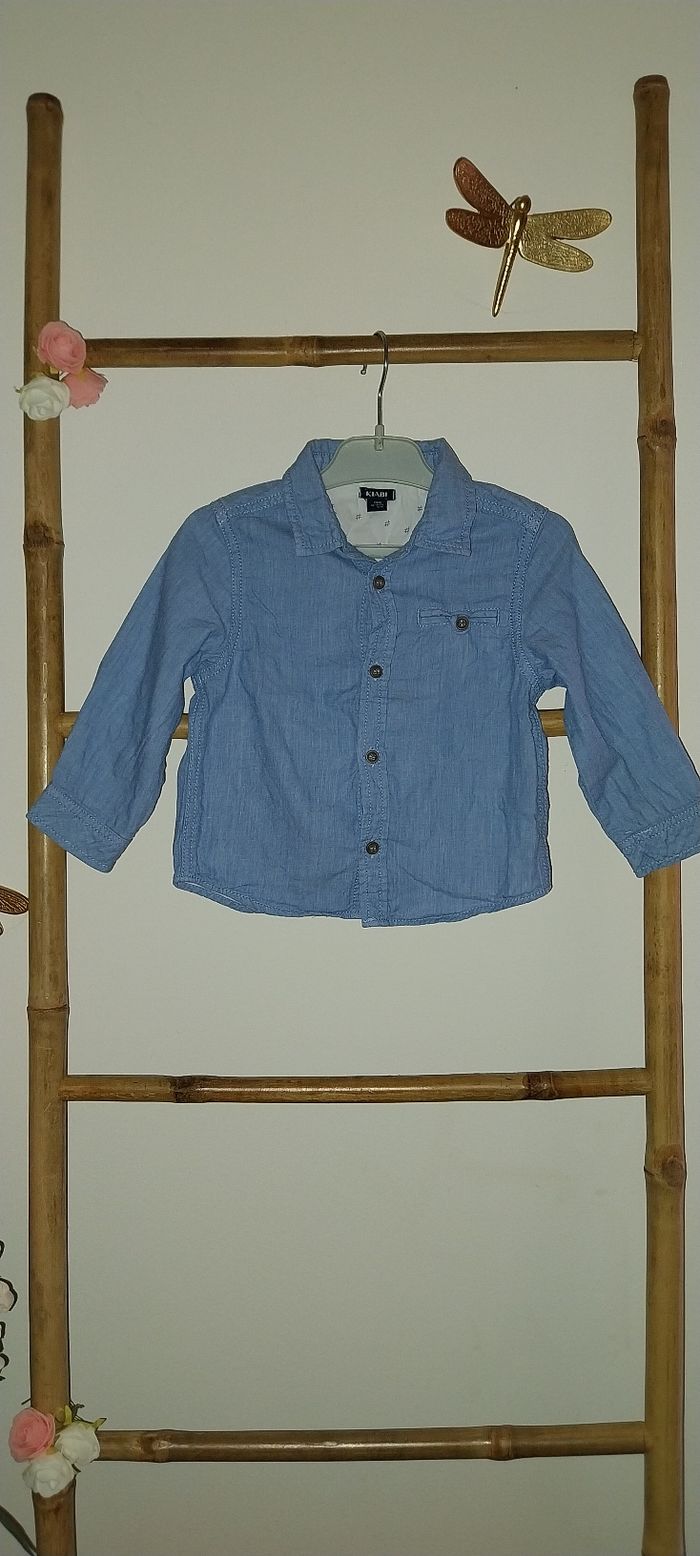 Chemise coton bleu clair Ki1bi état neuf 24 mois / 2 ans