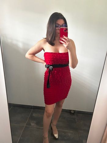 💃 Sublime Robe Bustier Rouge à Volants MIM - Ceinture Nœud - Taille L ✨