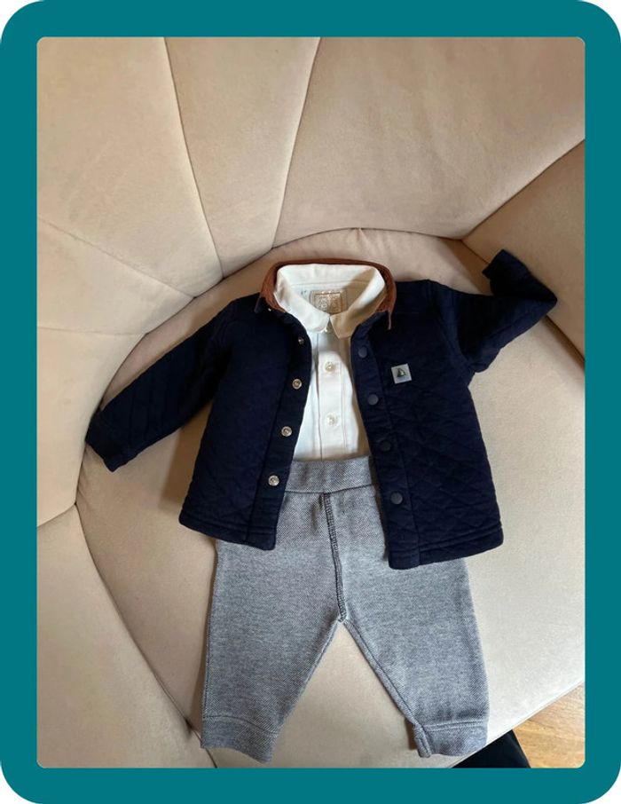 Ensemble 3 pièces veste body pantalon 3-6 mois - Jasper Conran Junior - photo numéro 2