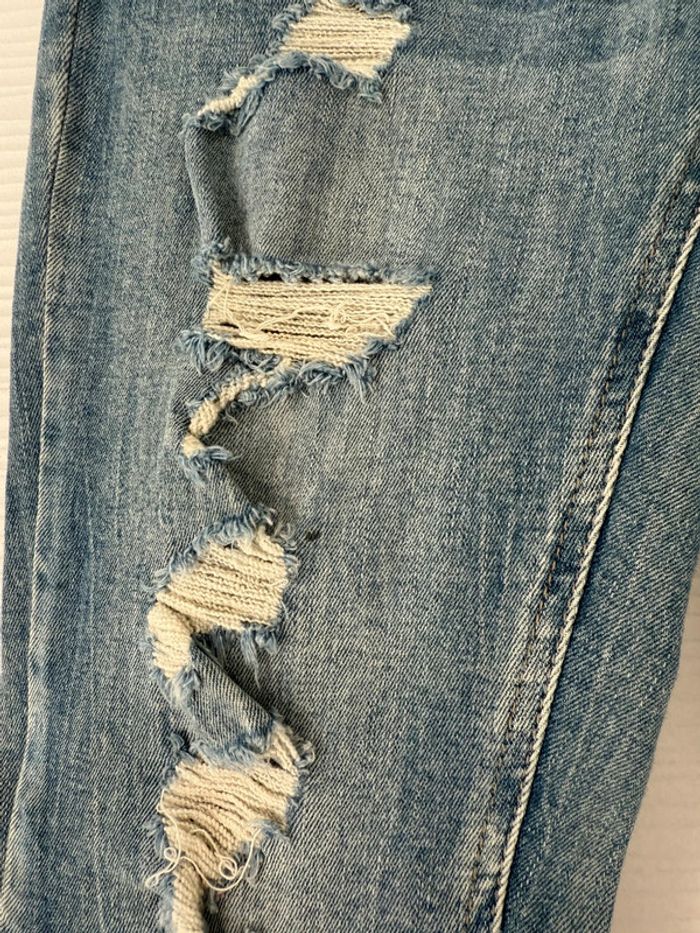 Jean slim skinny déchiré destroy bleu clair poches à fermeture éclair - photo numéro 5