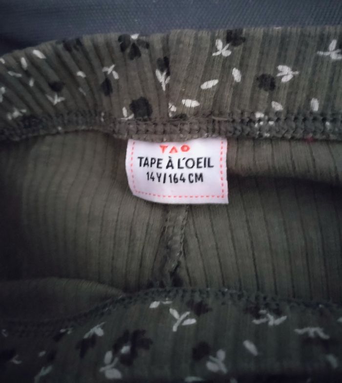Pantalon/leeging kaki imprimé fleurs "Tape à l'œil" neuf - photo numéro 2