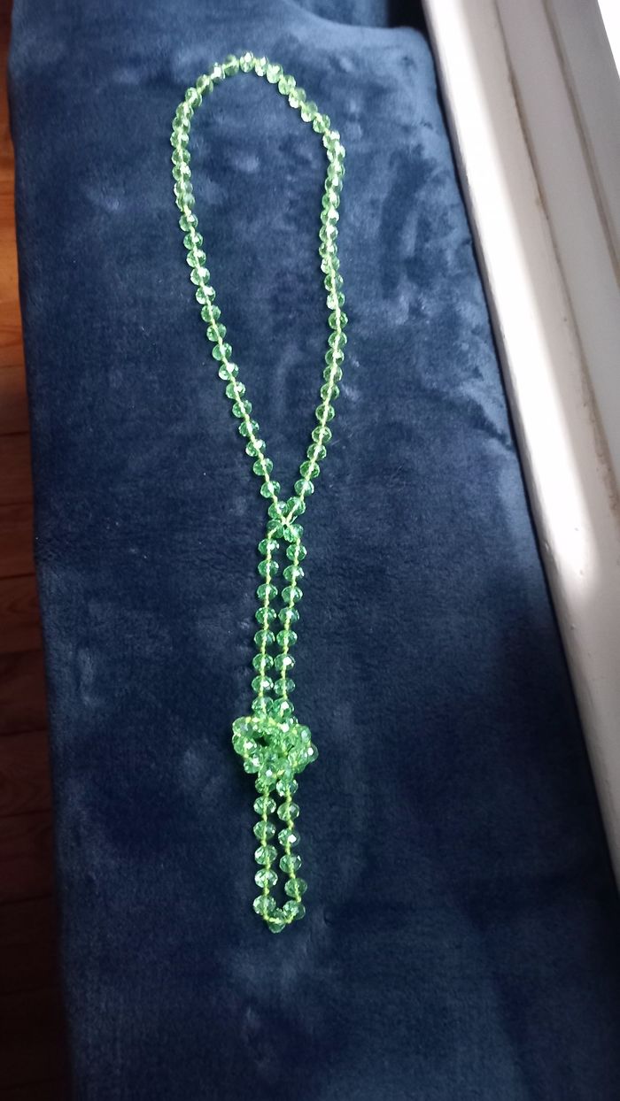 Sautoir Perles Vertes 118 cm