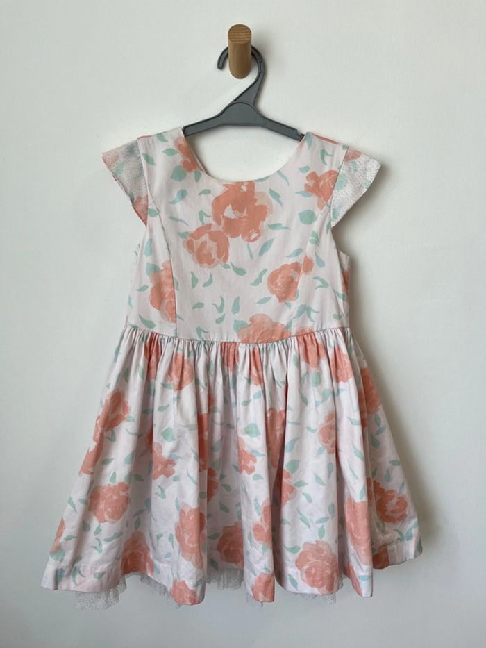 Robe rose à fleurs (détails en tulle pailleté) - Petit Bateau 6 ans (116cm) - photo numéro 2