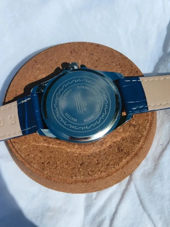 Montre bleue intégrale, heure et date, men - photo numéro 3