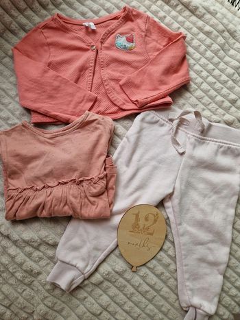 Ensemble gilet t-shirt legging rose bébé fille orchestra