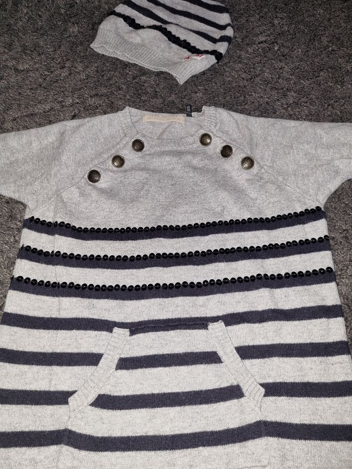 Lot IKKS Pull long 3 ans + bonnet assorti - photo numéro 3