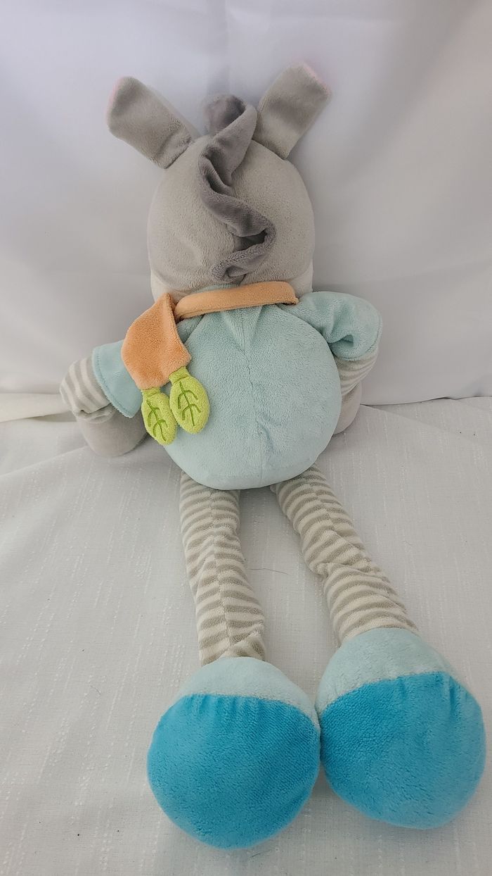 Nicotoy Doudou Cheval bleu gris Poussin 35 cm Echarpe orange feuille - photo numéro 5