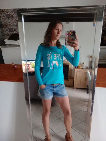 T-shirt manches longues femme S" my life is cool" c54