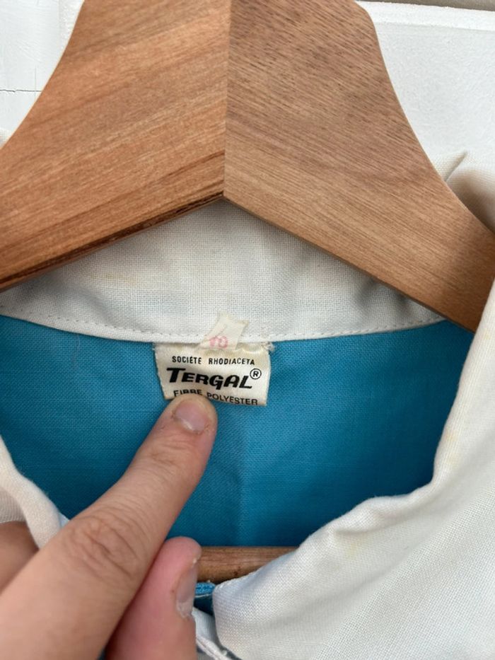 Robe en Tergal année 70 - bleu et blanche taille 40 - photo numéro 6